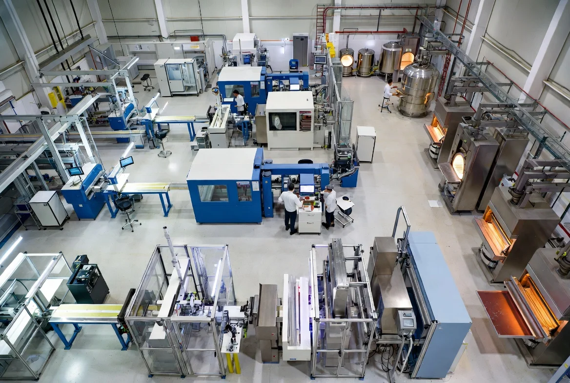 Factory production line with kilns and deep-drawing presses for custom ashtray manufacturing