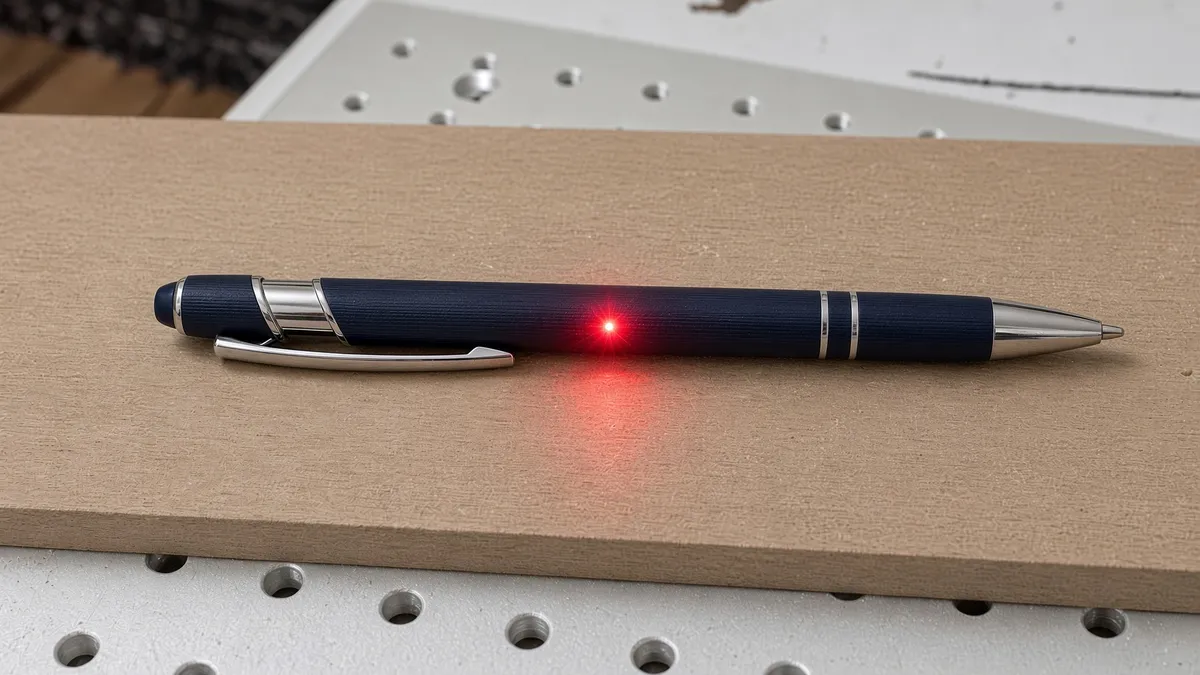 Fiber laser engraving a permanent logo on a metal pen barrel