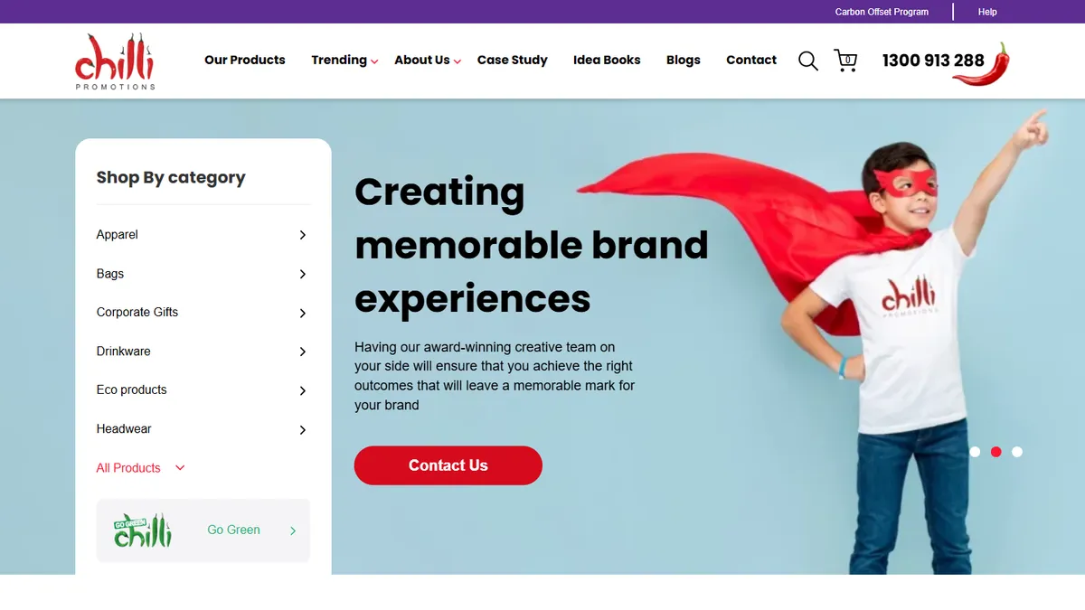 Homepage of Chilli Promotions