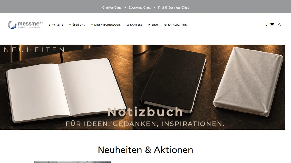 Messmer Pen homepage — design led promotional pens and notebooks