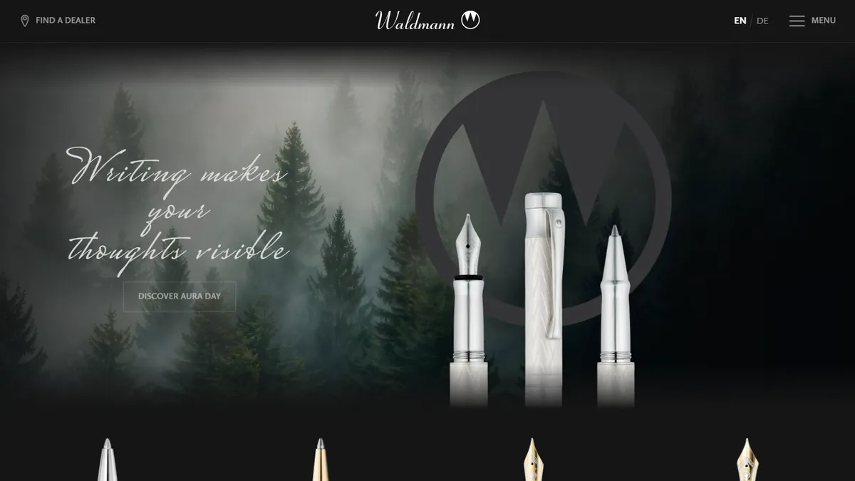 Waldmann homepage — 925 sterling silver writing instruments
