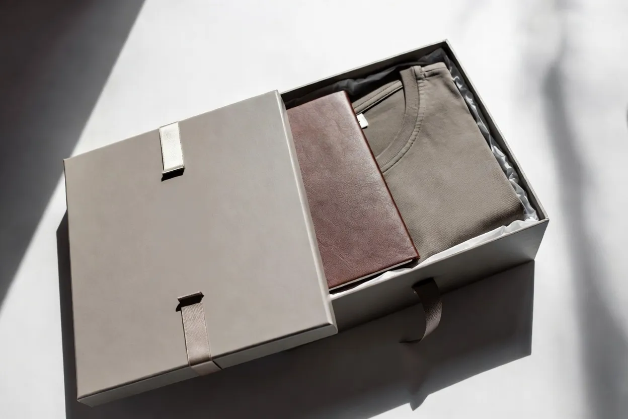 Executive packaging — magnetic-close gift box with satin ribbon