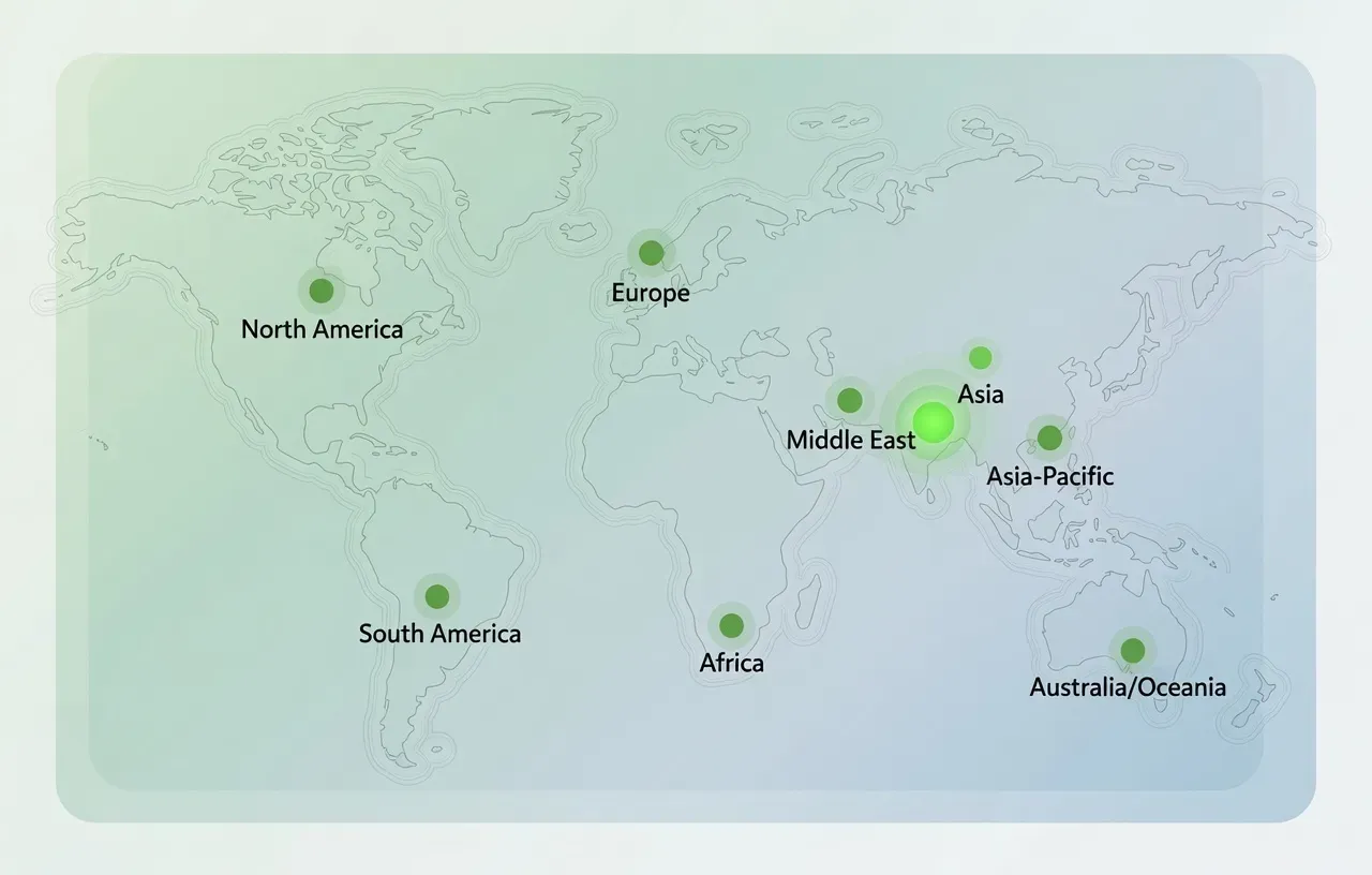 Global delivery coverage map
